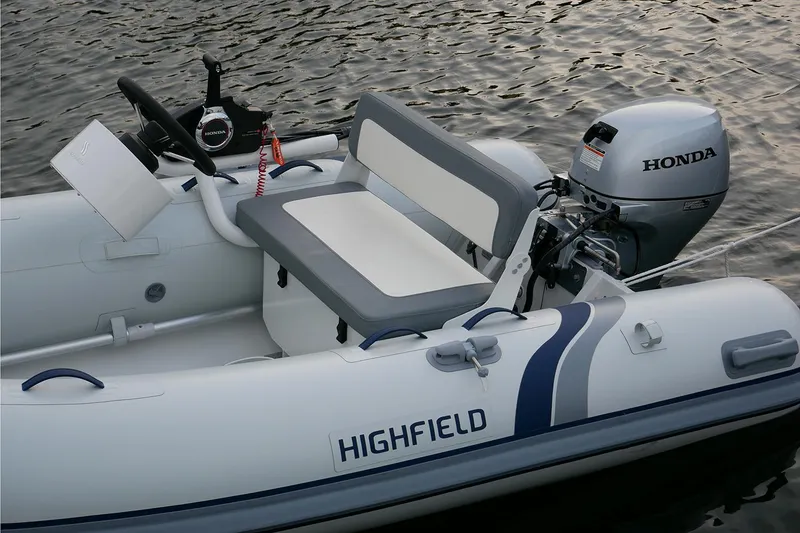 Slide: The Image of Manufacturer Provided Image: 2024 Highfield Classic 360 FCT inflatable boat with Honda outboard motor. - 3