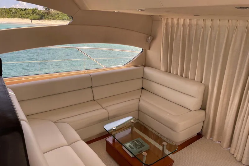 Slide: The Image of Luxurious interior of 2009 Sunseeker Predator 62 yacht with cream leather seating. - 18