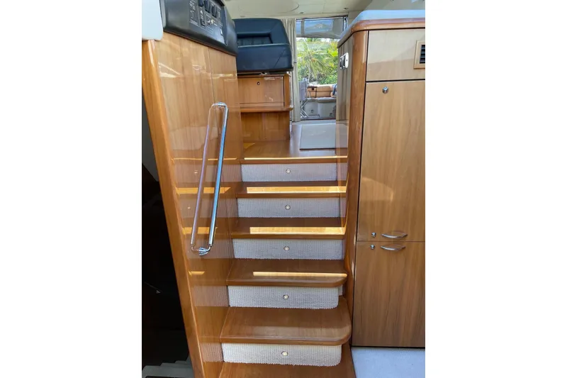 Slide: The Image of Interior stairs of 2009 Sunseeker Predator 62 yacht with wooden finish. - 20