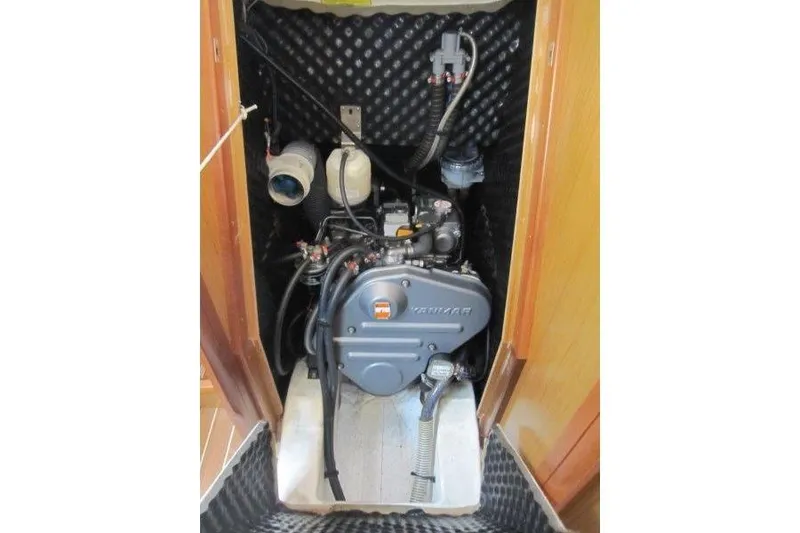 Slide: The Image of Engine compartment of 2008 Jeanneau Sun Odyssey 39i sailboat, featuring Yanmar engine. - 27