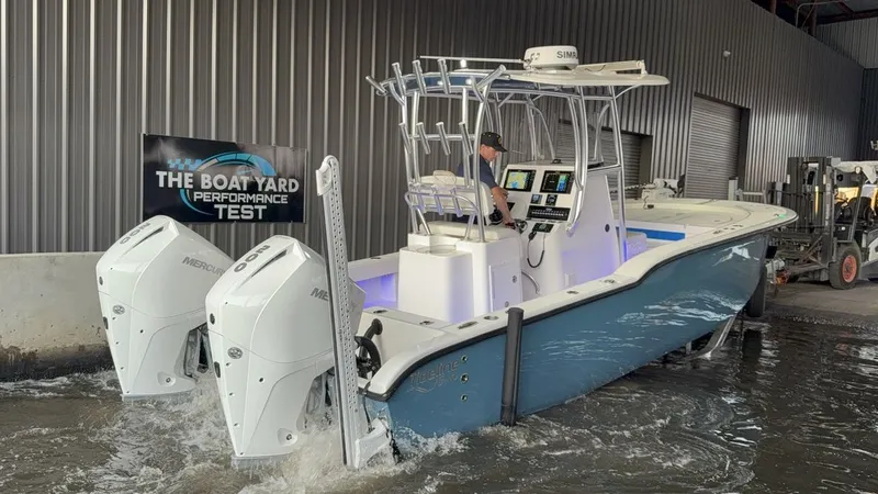 Slide: The Image of 2020 Tideline 235 Hybrid boat undergoing performance test at The Boat Yard. - 18