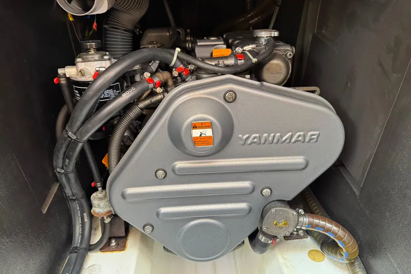 Slide: The Image of Yanmar engine in 2009 Jeanneau Sun Odyssey 44i sailboat, showcasing detailed components. - 28