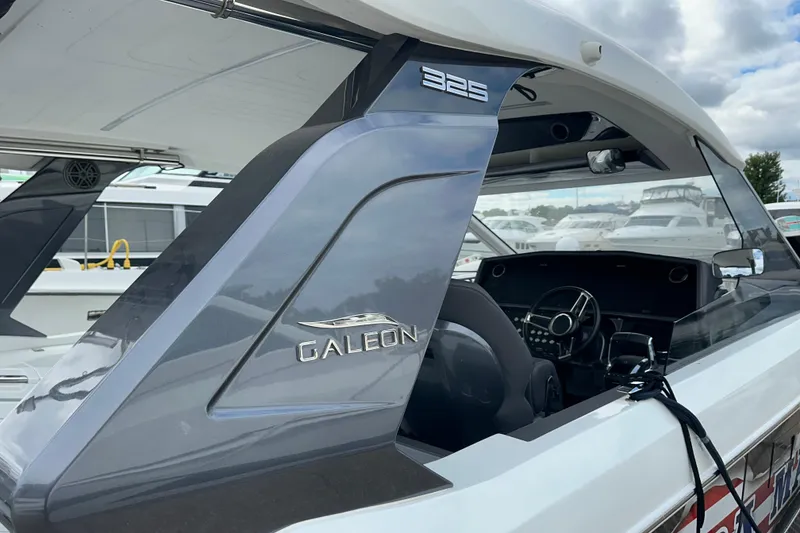 Slide: The Image of 2024 Galeon 320 GTO boat interior with sleek design and modern dashboard. - 3