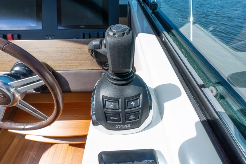 Slide: The Image of Joystick control on 2015 Tiara Yachts C44 Coupe, featuring Volvo Penta system. - 11