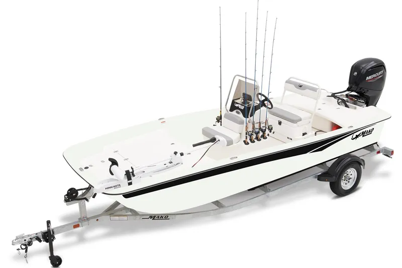 The Image of 2026 Mako Pro Skiff 17 CC boat displayed at Custom Marine dealership. - 1