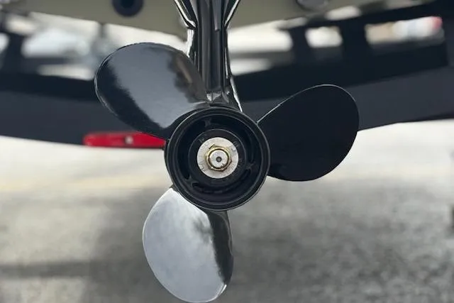 Slide: The Image of Propeller of 2026 Tracker Pro Team 190 boat, close-up view. - 8