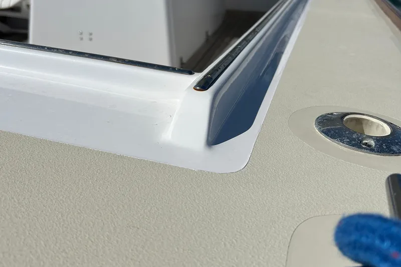 Slide: The Image of Close-up of 1995 Holland Pettegrow Cruiser deck detail with metal fittings. - 15