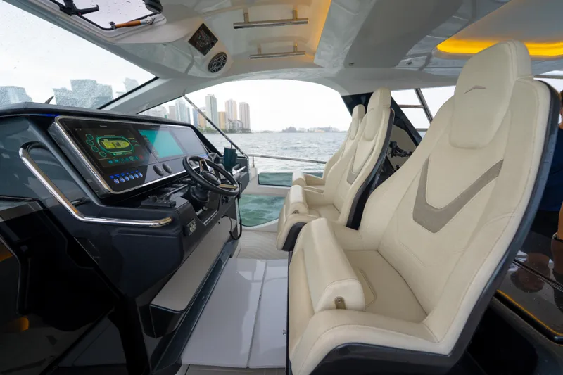 Slide: The Image of Interior of 2021 Azimut Verve 47 yacht with modern helm and luxurious seating. - 17