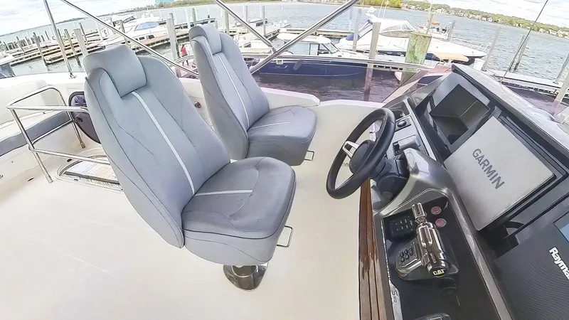 Slide: The Image of Helm of 2018 Princess S60 yacht with dual seats and Garmin navigation system. - 22