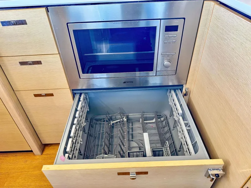 Slide: The Image of Built-in microwave and dishwasher in modern kitchen on Princess S60 yacht, 2018 model. - 34