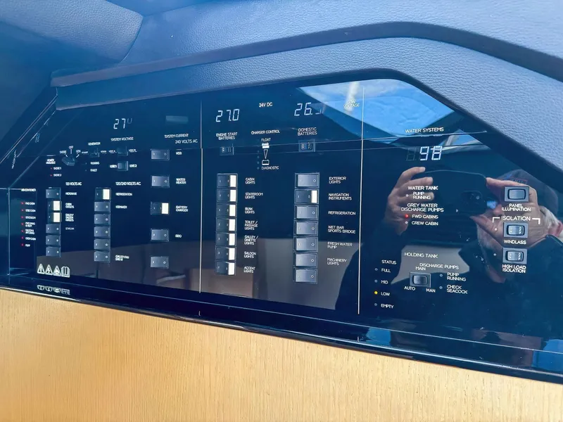 Slide: The Image of Control panel of a 2018 Princess S60 yacht, displaying various system settings and indicators. - 47