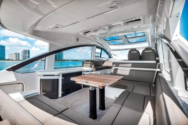 Slide: The Image of Luxurious 2018 Fairline Targa 53 OPEN yacht interior with spacious seating and modern design. - 13