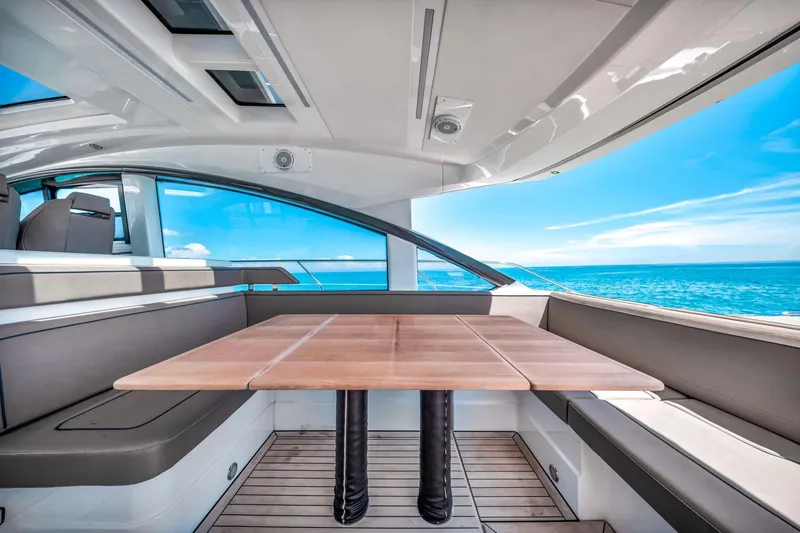 Slide: The Image of Luxurious interior of 2018 Fairline Targa 53 OPEN yacht with ocean view. - 15