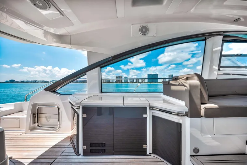 Slide: The Image of Luxurious 2018 Fairline Targa 53 OPEN yacht interior with ocean view. - 17