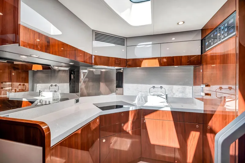 Slide: The Image of Luxurious kitchen interior of 2018 Fairline Targa 53 OPEN yacht with modern design. - 24
