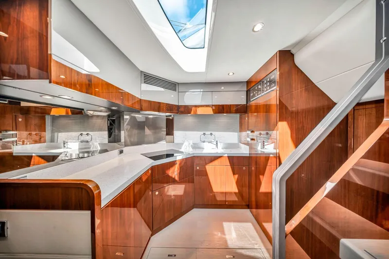 Slide: The Image of Luxurious kitchen interior of 2018 Fairline Targa 53 OPEN yacht with wood finish. - 25