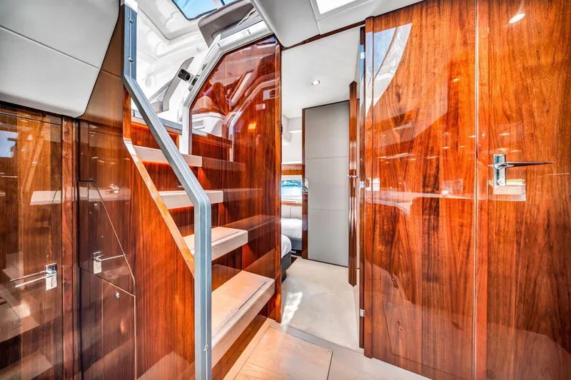 Slide: The Image of Luxurious interior of 2018 Fairline Targa 53 OPEN yacht with polished wood finishes. - 27