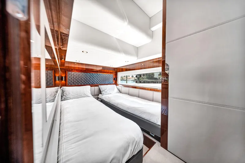 Slide: The Image of Luxurious cabin interior of 2018 Fairline Targa 53 OPEN yacht with twin beds. - 28