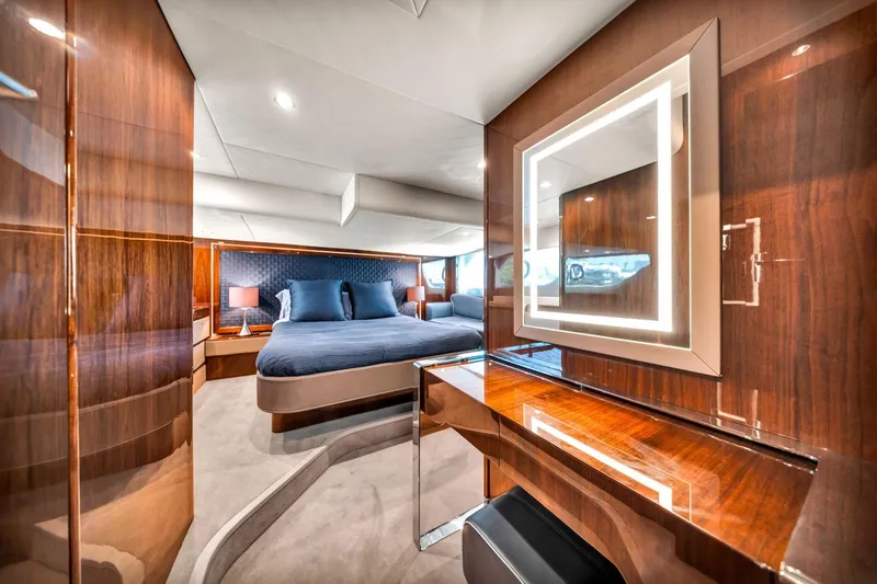 Slide: The Image of Luxurious interior of 2018 Fairline Targa 53 OPEN yacht with elegant wood finishes. - 32