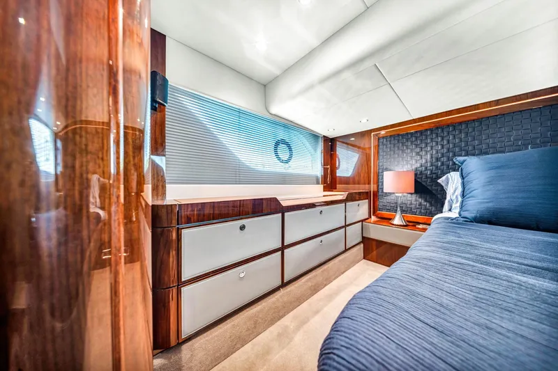 Slide: The Image of Luxurious cabin interior of 2018 Fairline Targa 53 OPEN yacht with modern furnishings. - 35