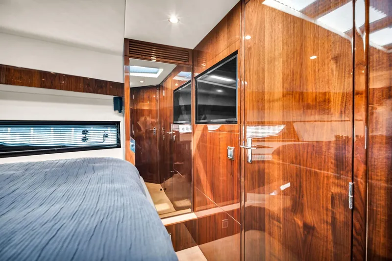 Slide: The Image of Luxurious interior of 2018 Fairline Targa 53 OPEN yacht with polished wood finishes. - 37
