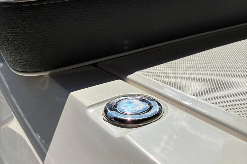 Slide: The Image of 2025 Regal LS2 boat detail with chrome button and textured surface. - 12