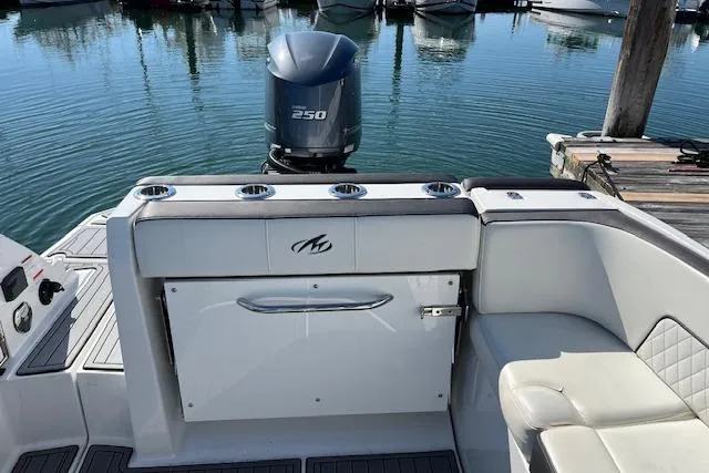 Slide: The Image of 2017 Monterey M-45 boat with Yamaha 250 engine, docked at marina. - 8