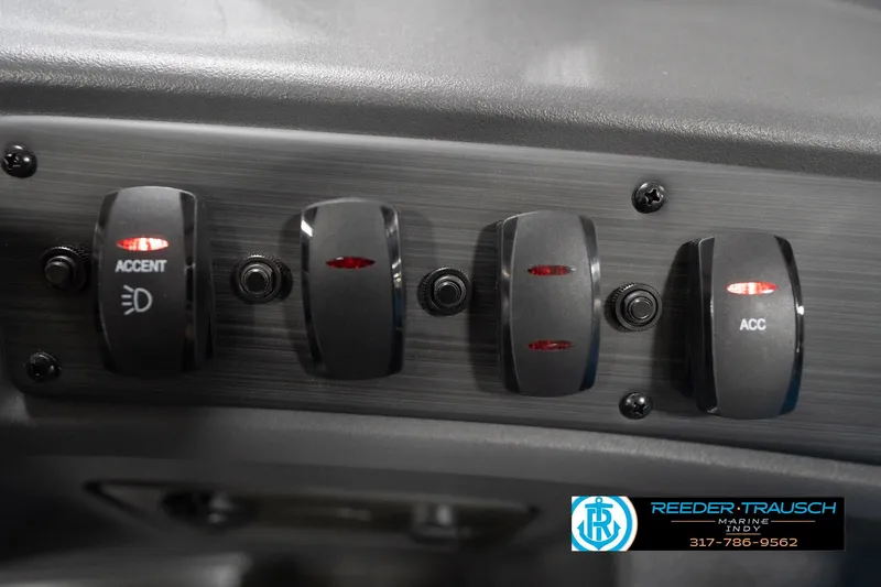 Slide: The Image of Dashboard switches of 2026 Bennington 188 SL boat, featuring accent and accessory controls. - 37