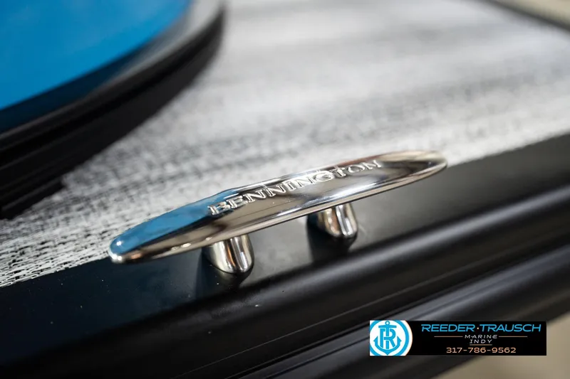 Slide: The Image of Close-up of a 2026 Bennington 188 SL boat cleat with branding. - 50