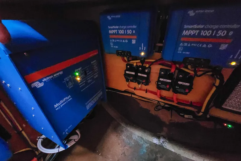 Slide: The Image of Electrical system components on a 2013 Fountaine Pajot Lipari 41 catamaran. - 58