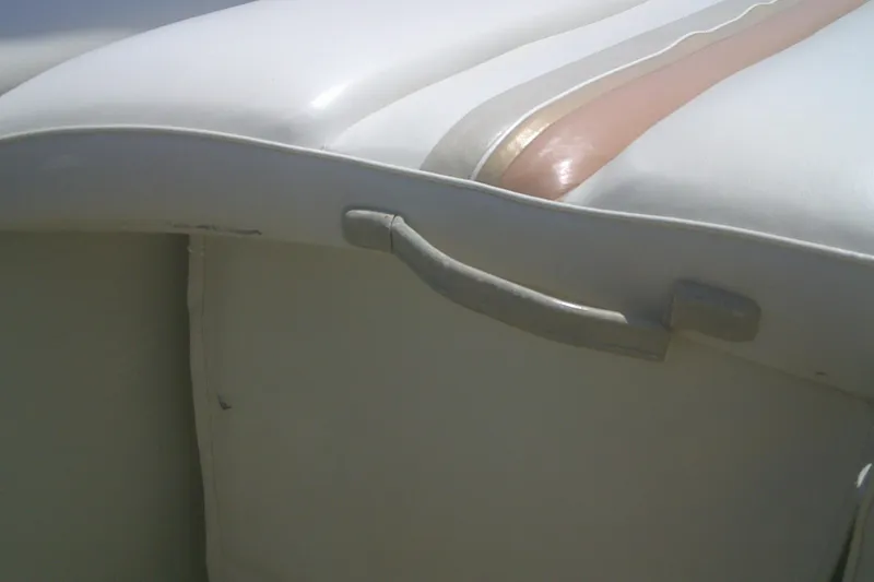 Slide: The Image of White leather seat with handle on a 1999 Premier 250 Grand Majestic boat. - 19