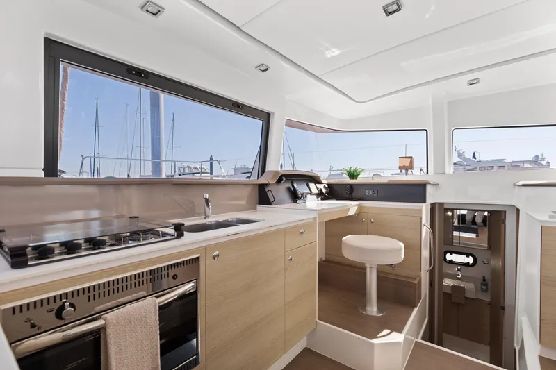 Slide: The Image of Modern kitchen interior of 2018 Bali 4.0 yacht with sleek design and ample natural light. - 18