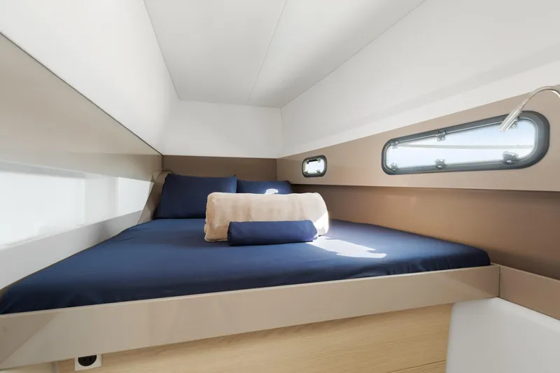 Slide: The Image of Luxurious cabin interior of 2018 Bali 4.0 yacht with cozy bedding and modern design. - 29