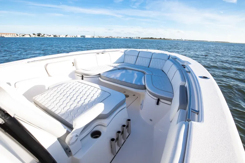 Slide: The Image of 2021 Sea Fox 288 Commander boat with spacious seating on open water. - 6