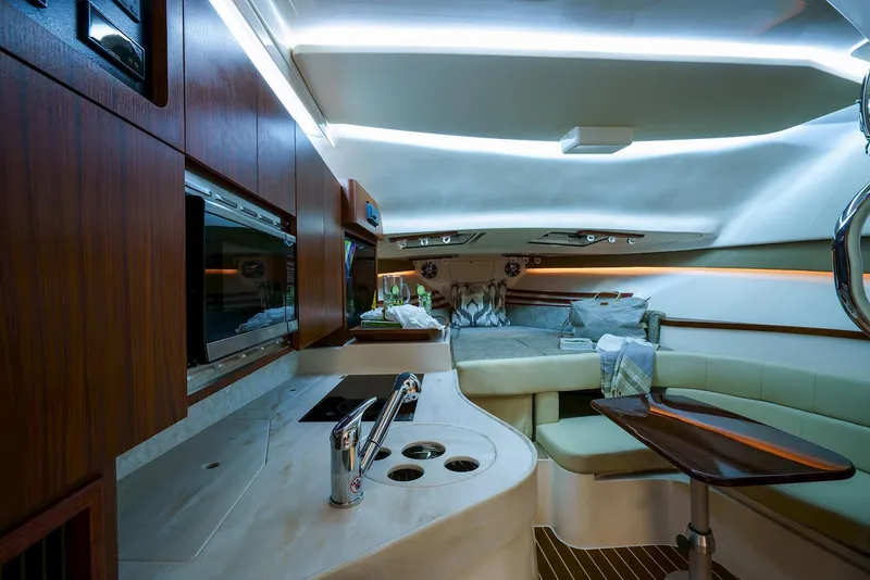 Slide: The Image of Manufacturer Provided Image: Luxurious interior of 2020 Grady-White Express 330 boat with modern amenities. - 22