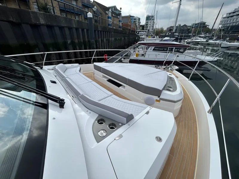 Slide: The Image of Luxurious bedroom interior of 2025 Pearl 63 yacht with modern decor and ocean view. - 32