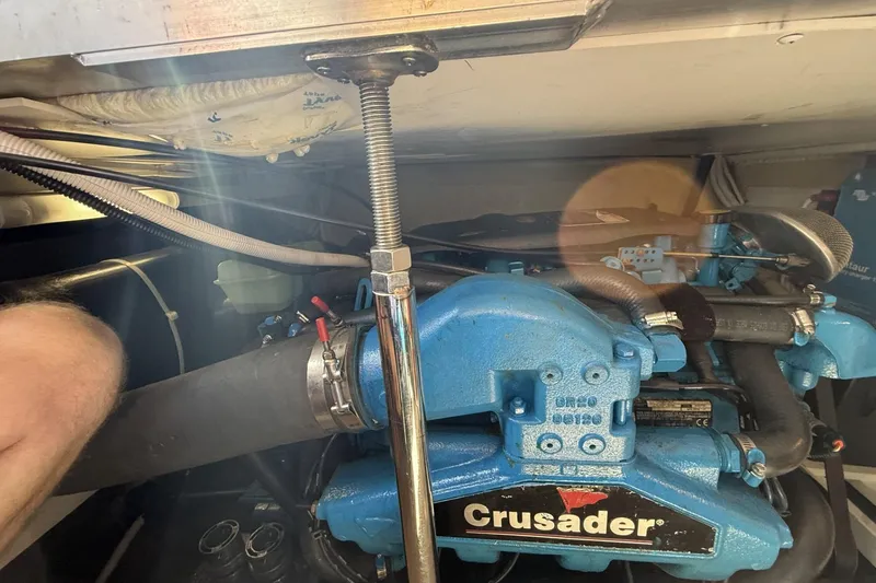 Slide: The Image of Engine compartment of a 2006 Carver 38 Super Sport with Crusader engine. - 26