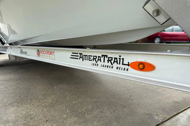 Slide: The Image of Trailer for 2021 Maverick 17 HPX-S boat with AmeraTrail branding. - 10