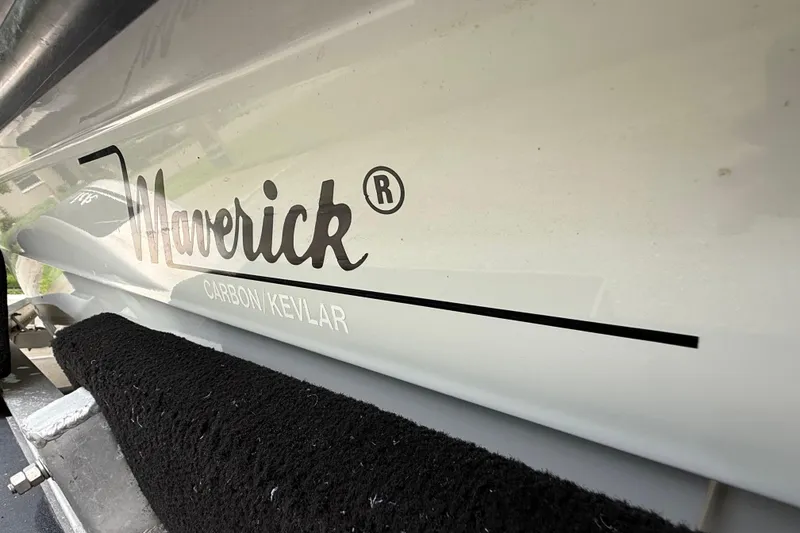Slide: The Image of 2021 Maverick 17 HPX-S boat with carbon Kevlar construction detail. - 21