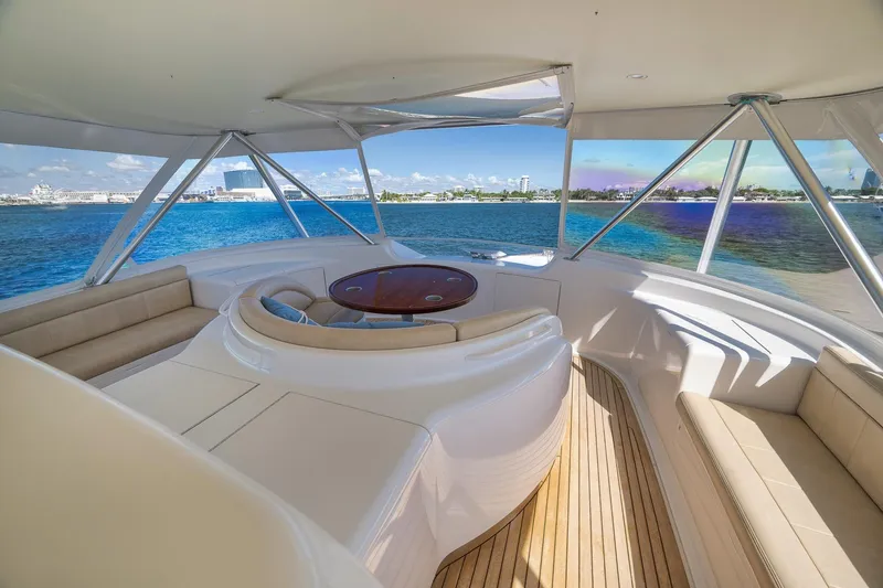 Slide: The Image of Luxurious interior of 2010 Viking 82 Convertible yacht with ocean view. - 29