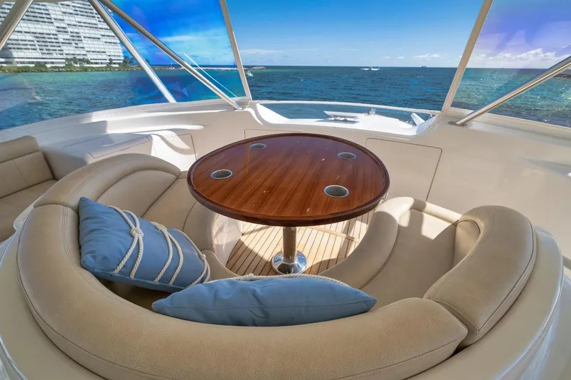 Slide: The Image of Luxurious seating area on 2010 Viking 82 Convertible yacht with ocean view. - 30