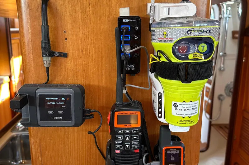 Slide: The Image of Navigation and communication devices on a 2006 Passport 470 yacht interior. - 23