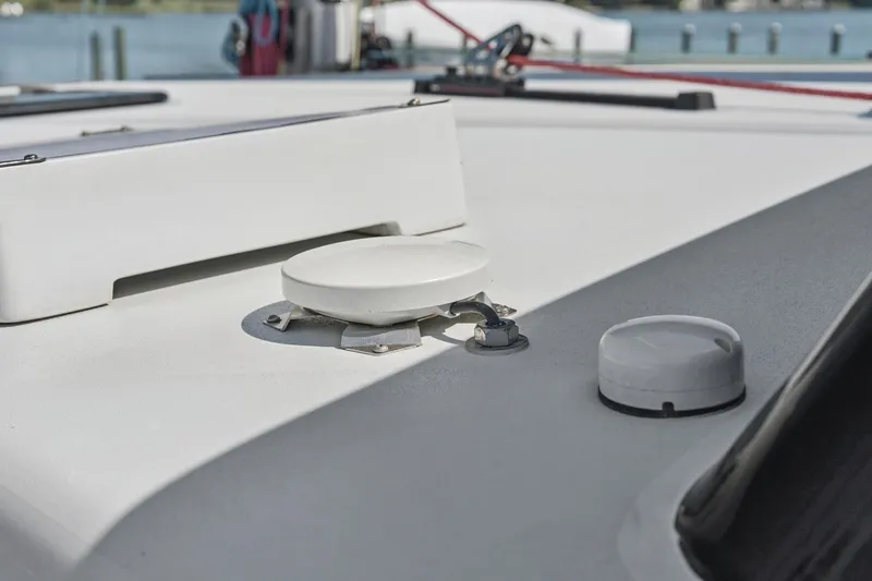 Slide: The Image of Close-up of 2024 St Francis 460 yacht deck details with fittings. - 131