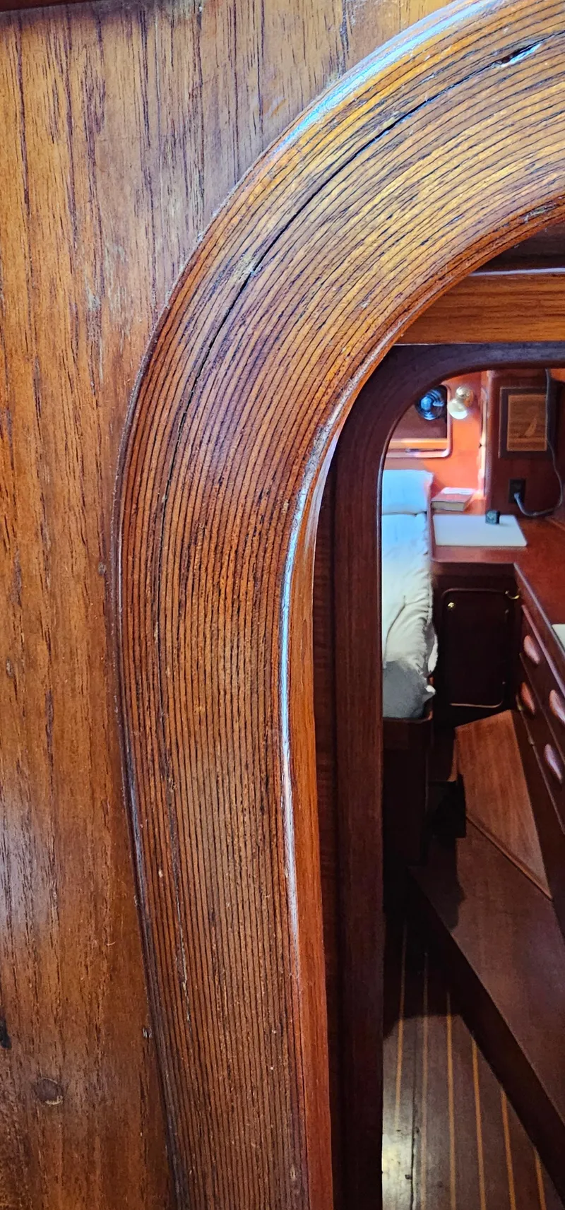 Slide: The Image of Engine room of 1980 Gulfstar 47 Sailmaster with blue engine and equipment. - 15