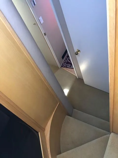 Slide: The Image of Interior stairs of 1989 Custom Aluminum Pilothouse J Simpson boat. - 44