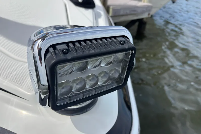 Slide: The Image of Close-up of a 2015 Formula 37 Performance Cruiser's LED light by the water. - 44