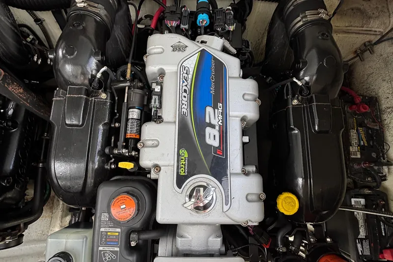 Slide: The Image of Engine of a 2015 Formula 37 Performance Cruiser, featuring MerCruiser 8.2 MAG. - 52
