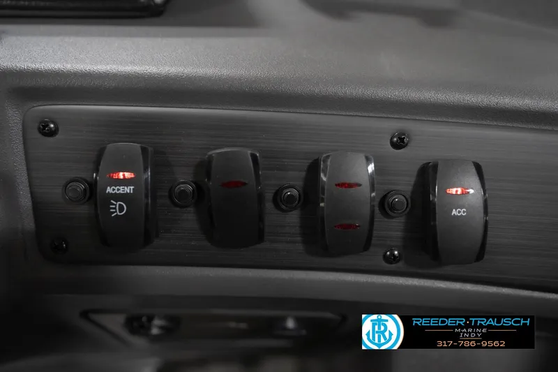Slide: The Image of Dashboard switches of 2026 Bennington 23 SSR boat, featuring accent and accessory controls. - 36