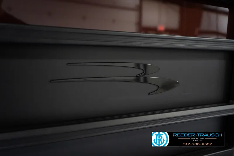 Slide: The Image of 2026 Bennington 23 SSR boat logo with Reeder Trausch Marine contact details. - 46