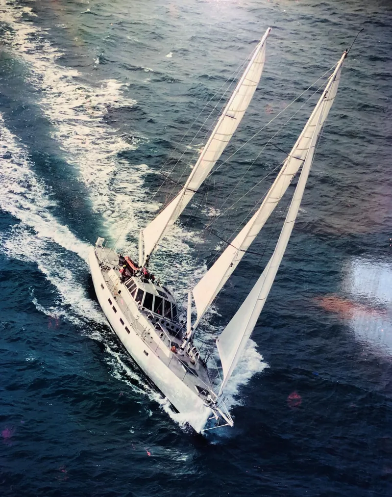 Slide: The Image of Sailing yacht "Kelly Dashew KELLY ARCHER" 1995 navigating ocean waters with full sails. - 2